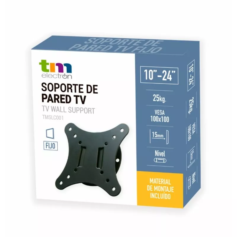 Soporte TM LCD DS TMSL C001 de pared para TV de 10\"-24\", negro, fácil instalación, incluye material de montaje.