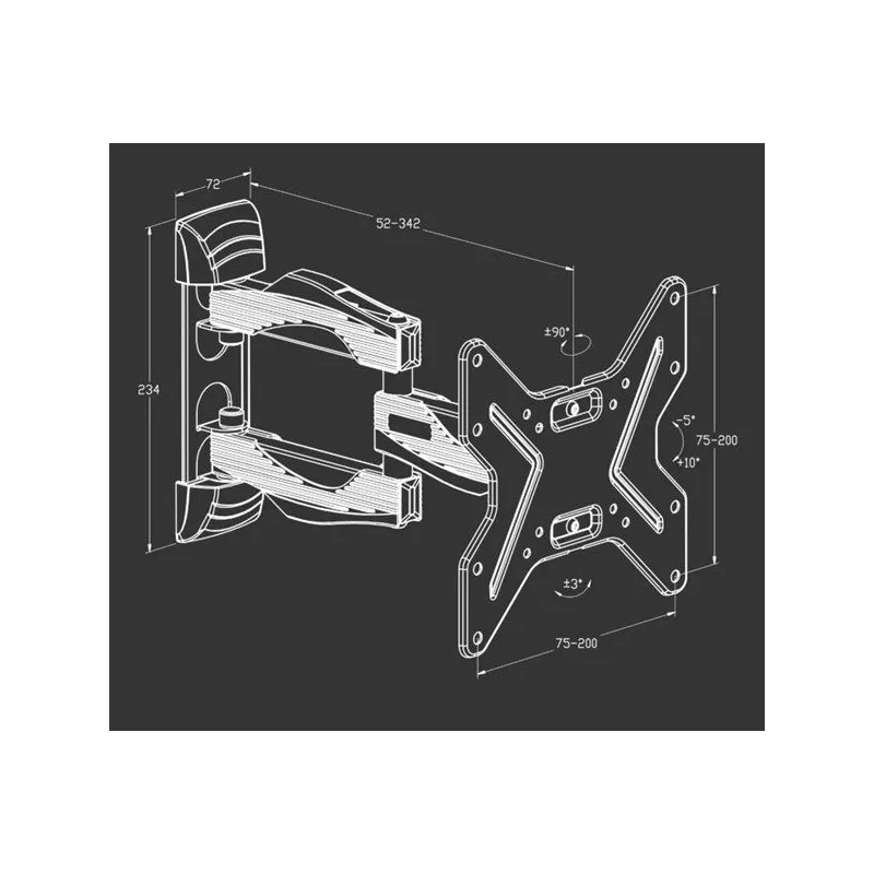 Soporte pared TV articulado TM Electron TMSLC283 26-40\" VESA 200x200, diseño robusto y ajustable en color negro.