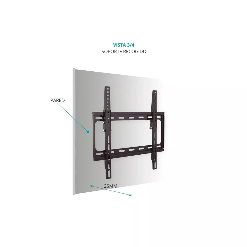Soporte pared TV inclinable TM Electron TMSLC127S 26-55\" VESA 400x400 color negro con diseño robusto y fácil instalación
