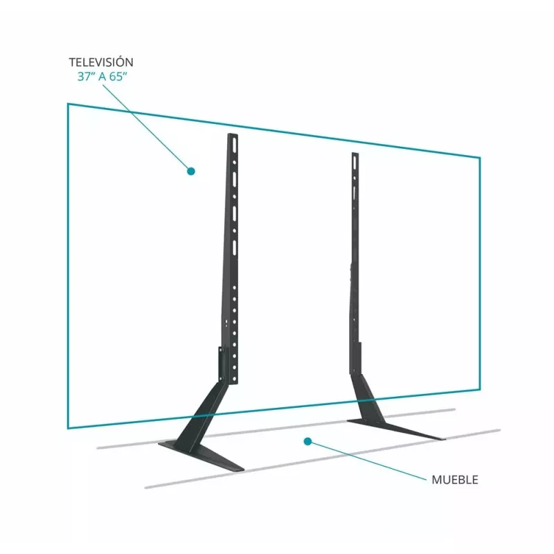 Soporte universal de mesa para TV TM Electron TMSLC422 37-65\" VESA 600x400 en color negro, diseño moderno y resistente.