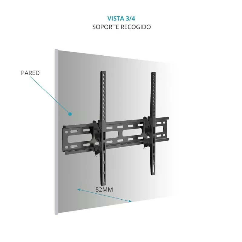 Soporte pared TV inclinable TM Electron TMSLC129M 32-70\" VESA 600x400 color negro con diseño robusto y ajuste de inclinación.
