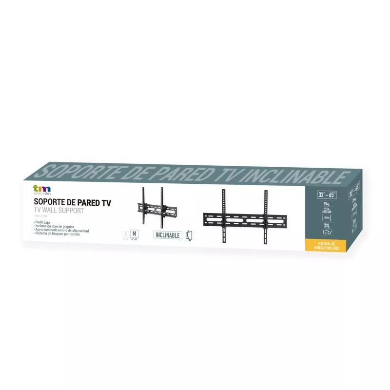Soporte pared TV inclinable TM Electron TMSLC129M 32-70\" en color negro, compatible VESA 600x400, diseño robusto y funcional.