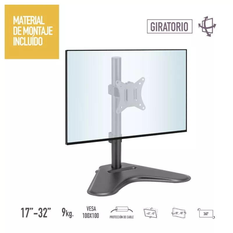 Soporte articulado de mesa para monitor TM Electron TMSLC600 17-32\" en color negro, diseño ergonómico y ajuste giratorio.