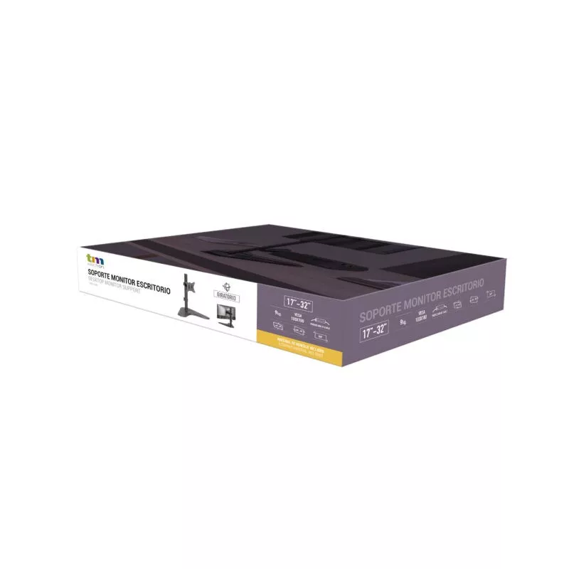 Soporte articulado de mesa para monitor TM Electron TMSLC600 17-32\" negro con diseño ergonómico y ajuste de altura