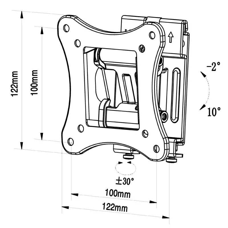 Soporte pared TV inclinable TM Electron TMSLC016 10-32\" VESA 100x100 en acero, diseño compacto y movilidad ajustable.