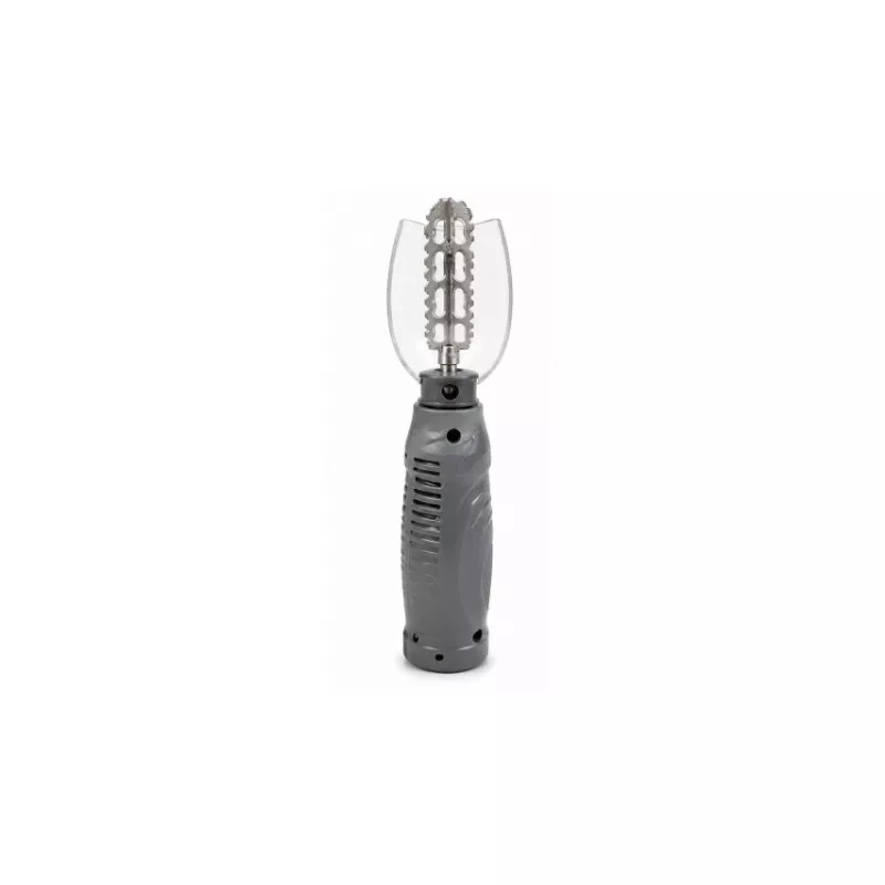 DESESCAMADOR ELECTRICO 12V QUID PROFESIONAL oscuro con mango ergonómico y cabezal de acero inoxidable para desescamar pescado