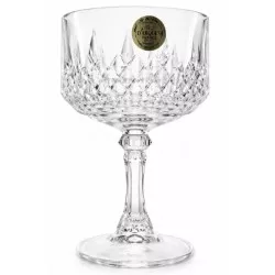 COPA LONCHANG CHAMPAN 23 BAJA de cristal transparente con diseño tallado y base sólida, ideal para servir bebidas.