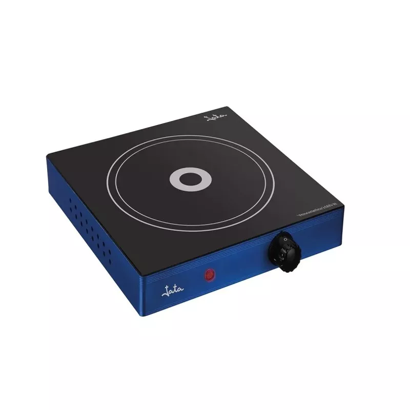 Vitrocerámica portátil Jata V140 en color azul, 1 fuego, 2000 W, tamaño Ø180 mm, superficie vitrocerámica fácil de limpiar
