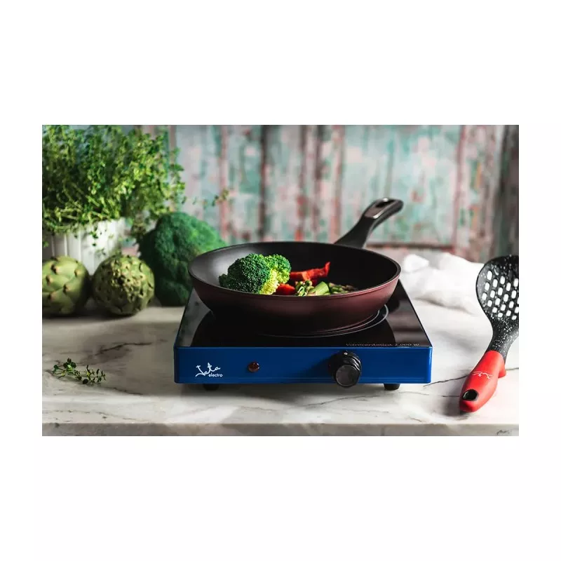 Vitrocerámica portátil Jata V140 – 1 fuego, 2000 W, Ø180 mm, diseño compacto y color azul, ideal para cocina y camping.