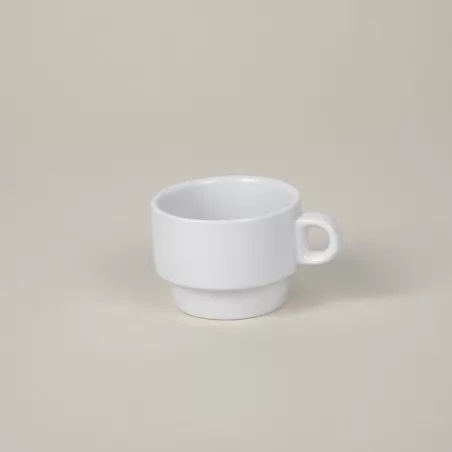 TAZA DESAYUNO EURODRA 250CC MALLORCA blanca de cerámica con diseño moderno y acabado mate.