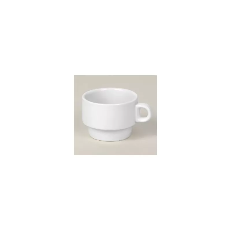 TAZA DESAYUNO EURODRA 250CC MALLORCA de cerámica blanca con diseño moderno y acabado brillante.