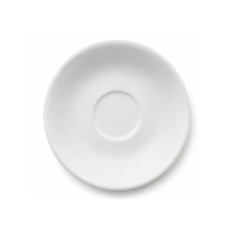 PLATILLO MOKA-CAFE EURODRA 13CM MARIA de cerámica blanca con acabado liso y diseño moderno para tazas de café.