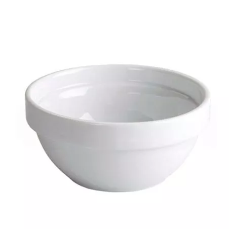 BOWL AP. 400 cc 13 CM blanco de cerámica con diseño moderno y acabado brillante ideal para servir comidas.