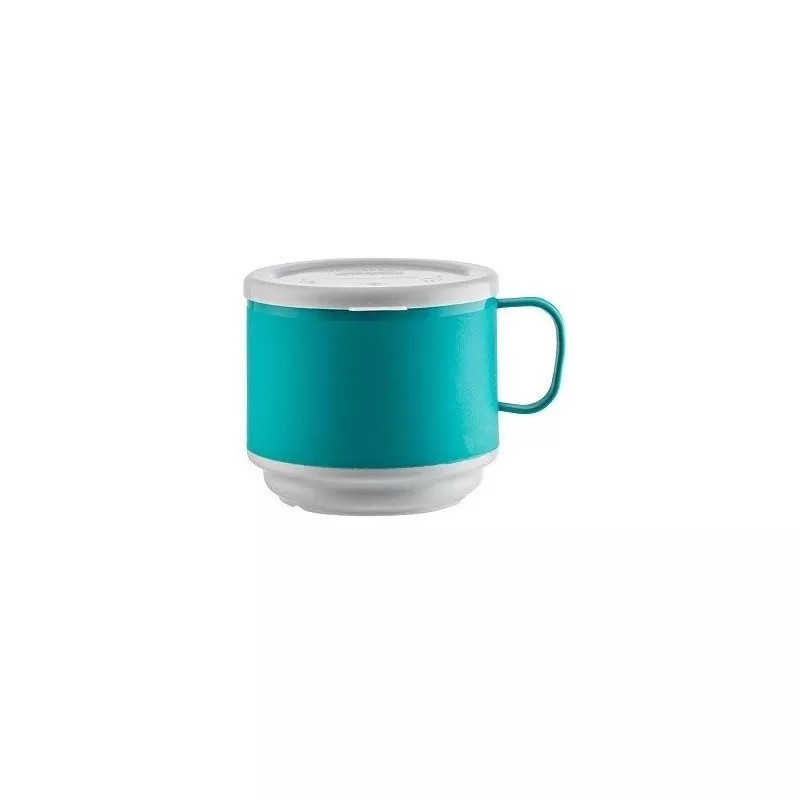 TAZA DESAYUNO AMC 13047050677-VERDE de cerámica con tapa y diseño moderno, color verde y acabado mate.