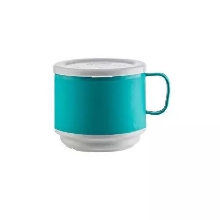TAZA DESAYUNO AMC 13047050677-VERDE de cerámica con tapa y diseño moderno, color verde y acabado mate.