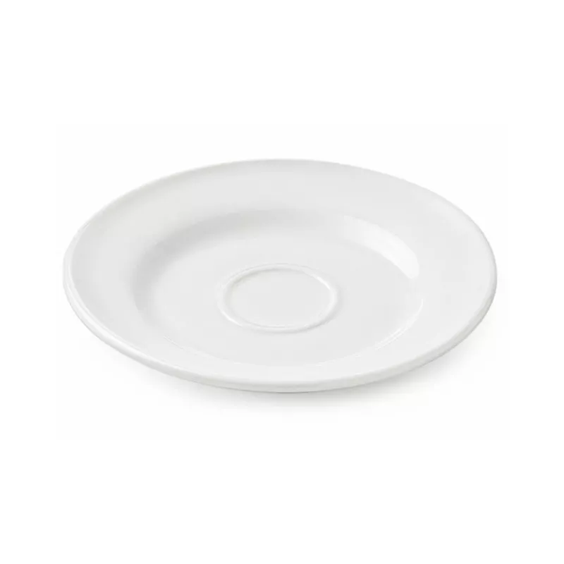 PLATO TAZA DESAY. 17 AMC 10030050032 POLIC. BCA de porcelana blanca, diseño moderno y acabado brillante, ideal para uso diario.