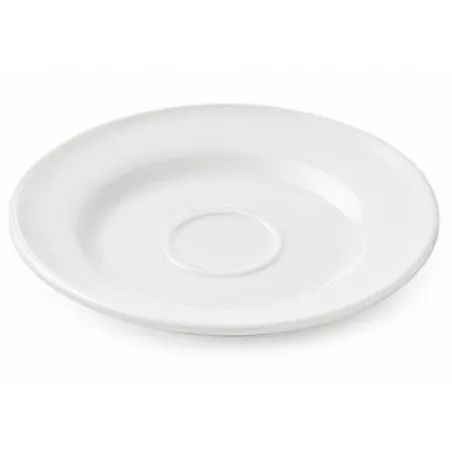 PLATO TAZA DESAY. 17 AMC 10030050032 POLIC. BCA de porcelana blanca, diseño moderno y acabado brillante, ideal para uso diario.