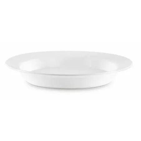PLATO HONDO 18 AMC 10030010032 BCO POLIC de cerámica blanca con acabado elegante y diseño clásico para servir.