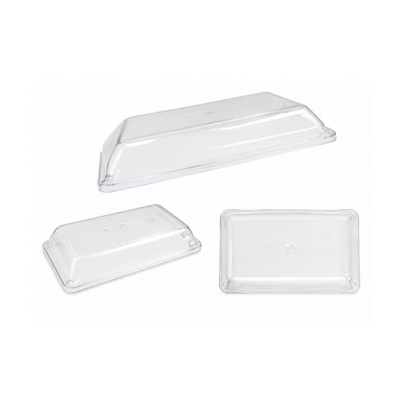 TAPA FUENTE 21.5CM AMC 16100210000 TRANSP. de plástico transparente y diseño rectangular ideal para almacenar alimentos.
