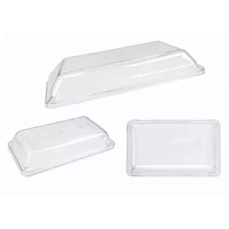 TAPA FUENTE 21.5CM AMC 16100210000 TRANSP. de plástico transparente y diseño rectangular ideal para almacenar alimentos.