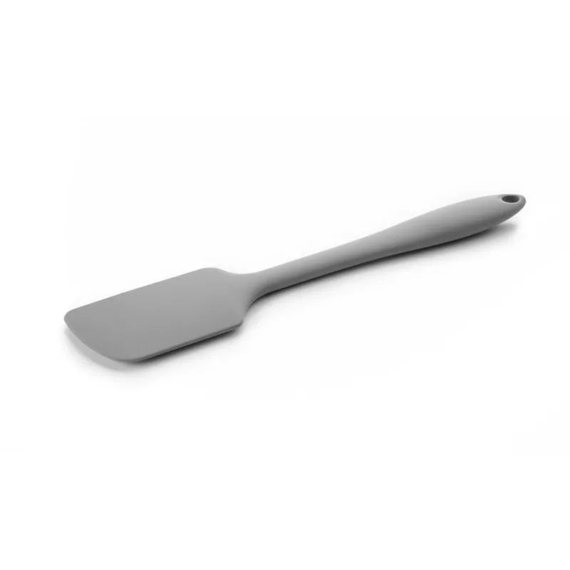 Espátula silicona gris Ibili 742601 de diseño ergonómico y material resistente, ideal para cocinar y servir.
