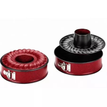 Molde desmontable 2 usos Ibili Venus 356626 26 cm de color rojo con acabado antiadherente y diseño versátil para repostería.