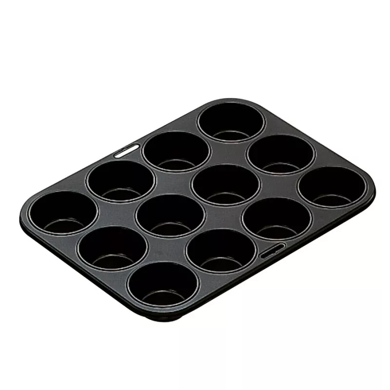 Molde Moka Ibili 820501 12 cavidades de acero antiadherente color negro para muffins y magdalenas