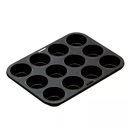 Molde Moka Ibili 820501 12 cavidades de acero antiadherente color negro para muffins y magdalenas