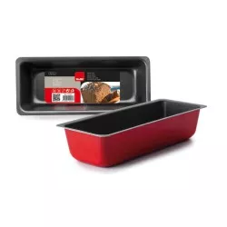 MOLDE 25 IBILI CAKE VENUS 355925 rectangular de acero con revestimiento antiadherente y color rojo.