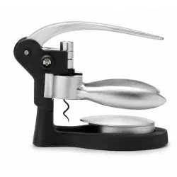 Sacacorchos Dalper 80903 de Palanca para Botellas de Vino en acero inoxidable con acabado pulido y mango ergonómico negro.