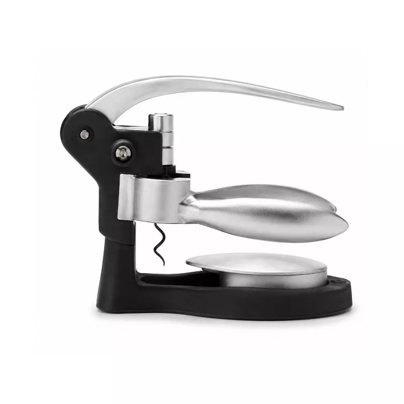Sacacorchos Dalper 80903 de Palanca para Botellas de Vino en acero inoxidable con acabado pulido y mango ergonómico negro.