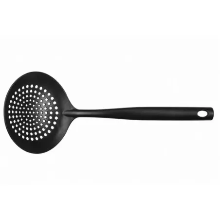Espumadera redonda Inaug 150004 nylon con mango largo y diseño perforado para escurrir alimentos fáciles.