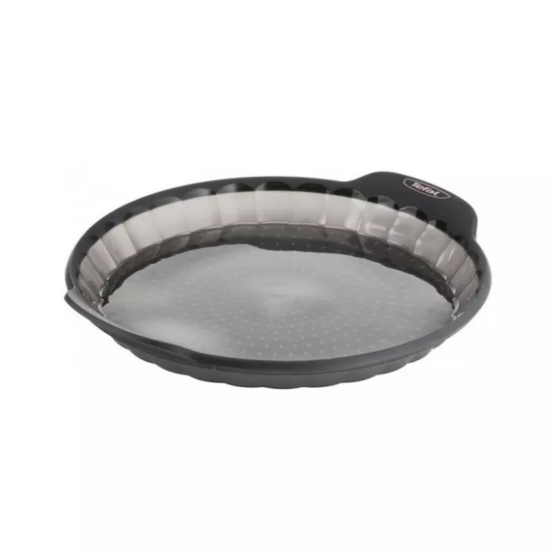 MOLDE TEFAL SILICONA TARTA 27 CM J41708 negro antiadherente con diseño flexible y fácil de desmoldar