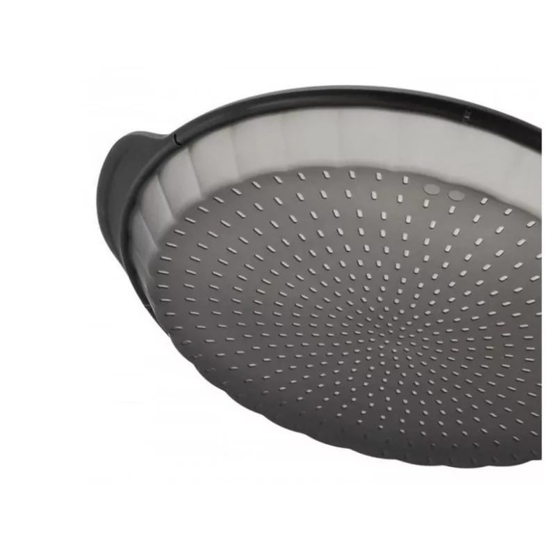 Molde tarta Tefal Crispybake J41708 28 cm antiadherente de color negro con diseño perforado para hornear uniforme