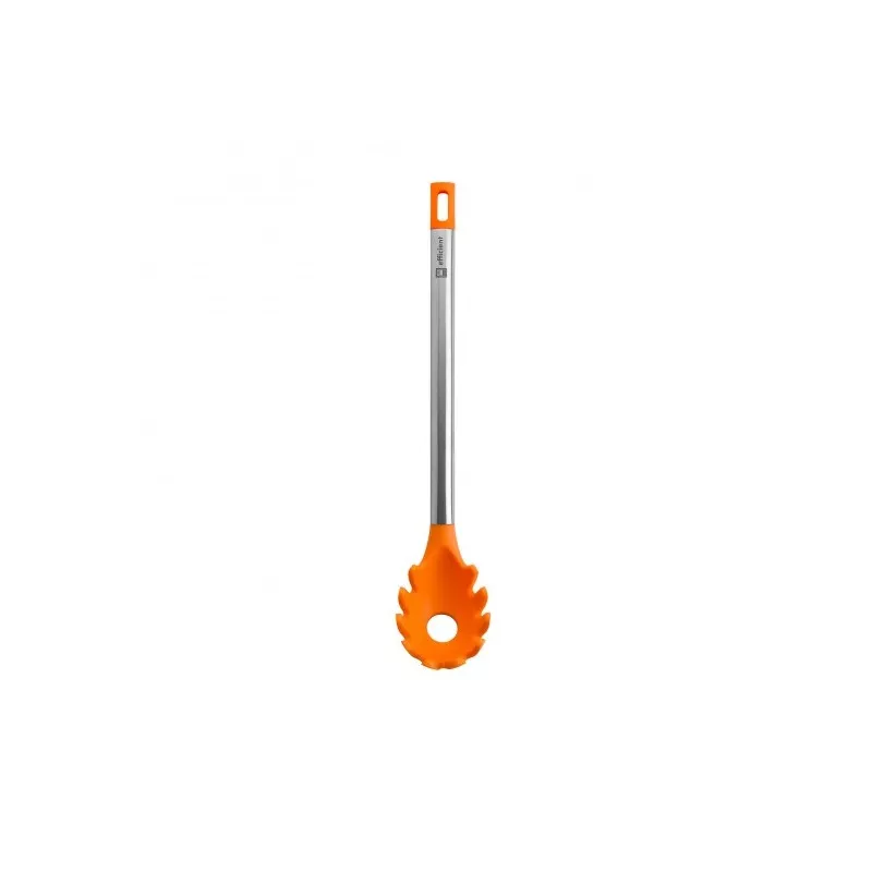 Cuchara pasta BRA Efficient A195009 de nylon y silicona naranja con diseño ergonómico y antideslizante.