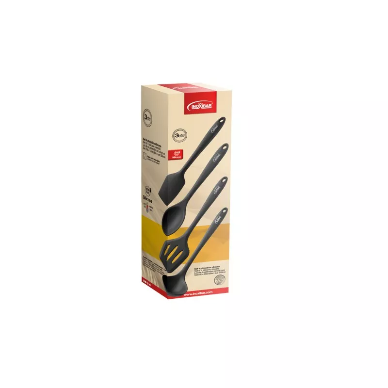 Set 4 utensilios Inoxibar 35391 silicona negra