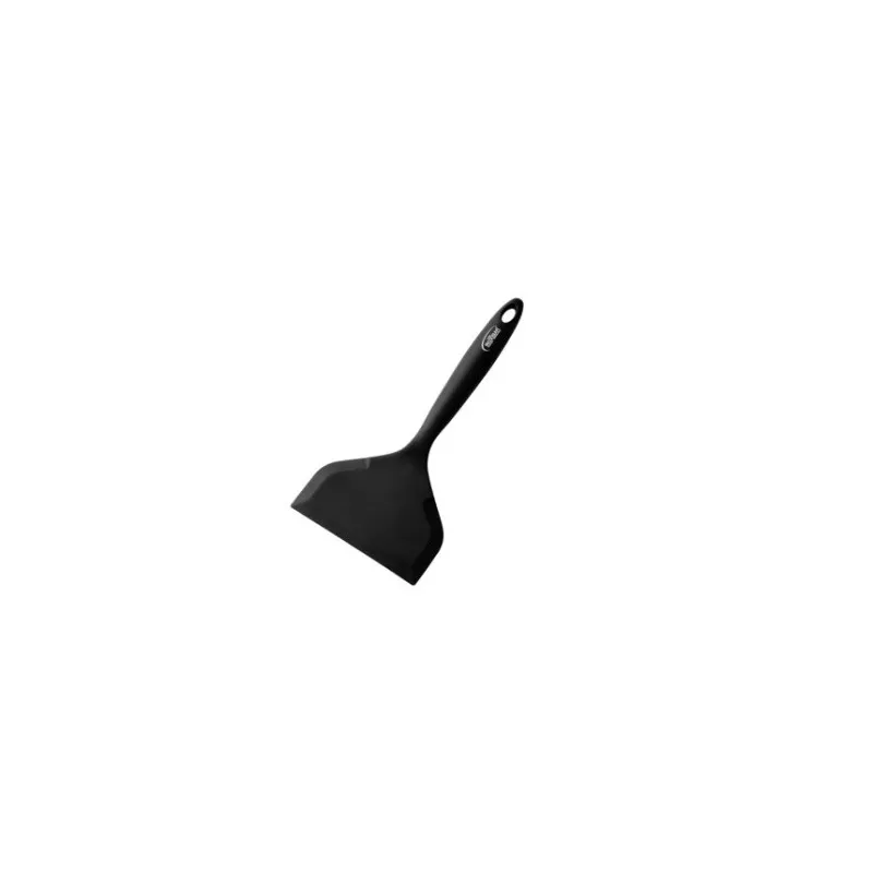 Espátula volteadora Inoxibar 35339 de silicona negra, 12 cm, diseño ergonómico y resistente al calor.