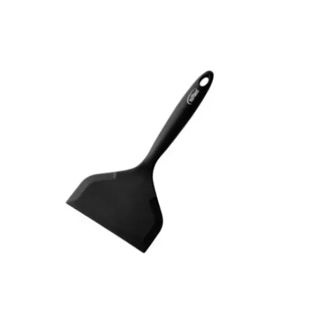 Espátula volteadora Inoxibar 35339 de silicona negra, 12 cm, diseño ergonómico y resistente al calor.