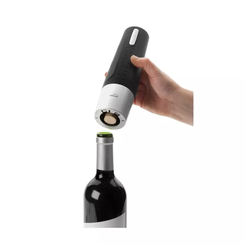Sacacorchos eléctrico Lacor 63054 con base negro y diseño ergonómico para abrir botellas de vino fácilmente