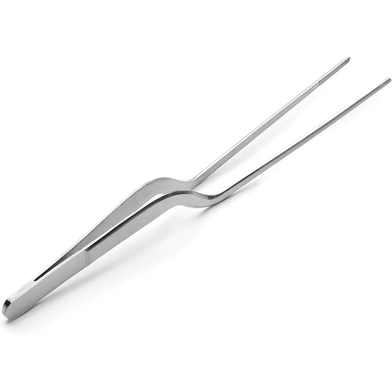 Pinza acodada Lacor 62821 inox 21 cm de acero inoxidable brillante, diseño ergonómico y acabado pulido.