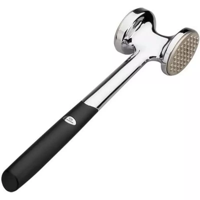 Martillo ablandador de carne Lacor 60431 de acero inoxidable y mango antideslizante en color negro.