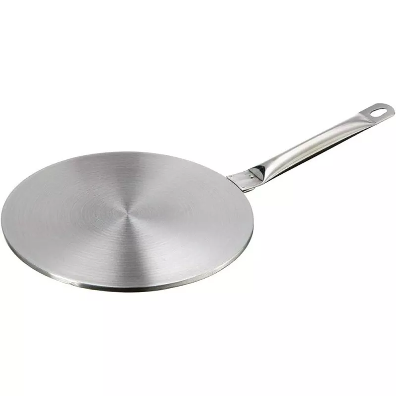 Placa difusora Ibili 703719 inox 19 cm con diseño cilíndrico y acabado brillante en acero inoxidable.