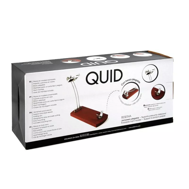 JAMONERO QUID RESERVA 7447009 de madera elegante con soporte ajustable y diseño premium para cortar jamón.