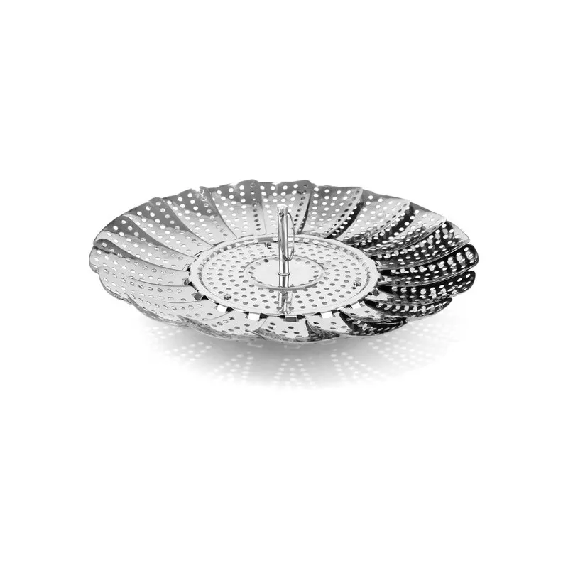 CESTA VERDURA 24,5*14 CM inox Quittin con diseño redondo y acabado brillante ideal para cocinar al vapor.