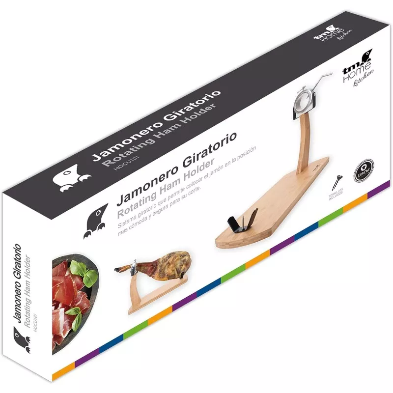 Jamonero madera giratorio TM Home HOCU101 elegante de diseño minimalista con base estable y soporte ajustable