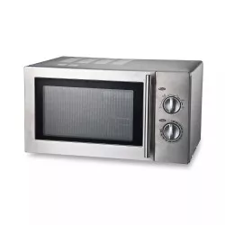 Microondas profesional Sammic HM-910 – 24 litros de acero inoxidable con diseño funcional y controles giratorios.