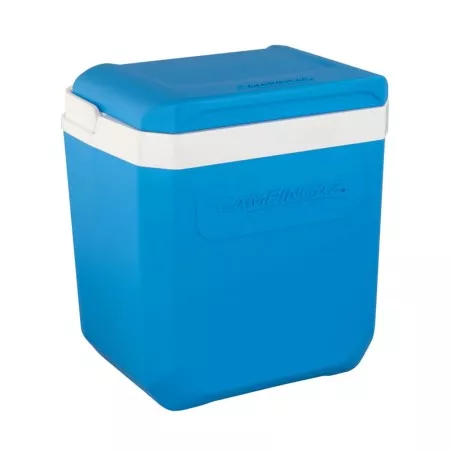Nevera Coleman Icetime Plus 30 Cooler azul de plástico resistente, diseño cuadrado y tapa hermética para mantener el frío.