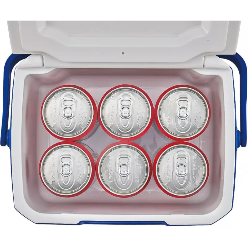 Nevera Coleman 5QT 2000036076 portátil blanca con asas, ideal para bebidas y picnics, capacidad para seis latas