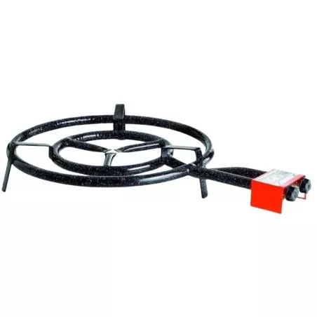 PAELLERO 500 BUTANO GARCIMA de hierro fundido negro, diseño circular, ideal para cocinar paellas al aire libre.