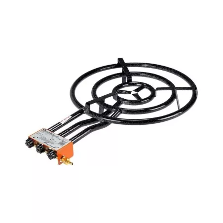 Paellero 600 Butano Garcima circular negro, fabricado en acero, ideal para cocinar paellas al aire libre.